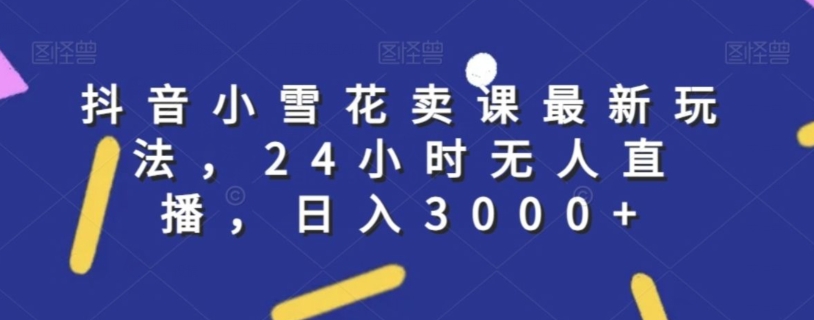 抖音小雪花卖课最新玩法，24小时无人直播，日入3000+【揭秘】-鱼梓小栈