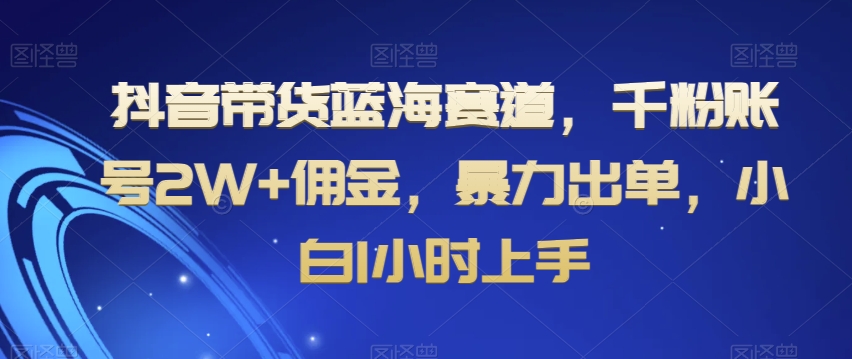 抖音带货蓝海赛道，千粉账号2W+佣金，暴力出单，小白1小时上手【揭秘】-鱼梓小栈