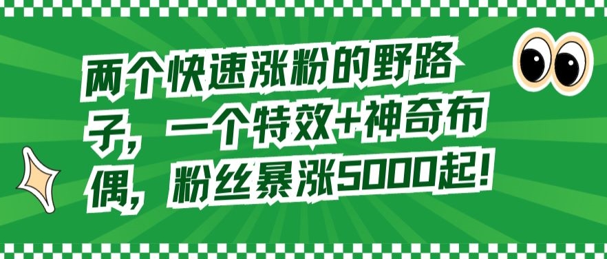 两个快速涨粉的野路子，一个特效+神奇布偶，粉丝暴涨5000起【揭秘】-鱼梓小栈