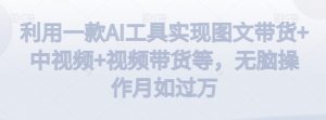 利用一款AI工具实现图文带货+中视频+视频带货等，无脑操作月如过万【揭秘】-鱼梓小栈