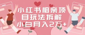 小红书相亲项目玩法拆解，有人通过这个副业项目做到了月收入2万多【揭秘】-鱼梓小栈