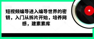 短视频编导进入编导世界的密钥，入门从拆片开始，培养网感，建素素库-鱼梓小栈