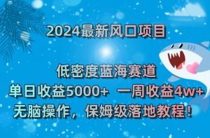 2024最新风口项目,低密度蓝海赛道,单日收益5000+,一周收益4w+!【揭秘】-鱼梓小栈