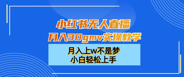 小红书无人直播月入30gmv实操教学，月入上w不是梦，小白轻松上手【揭秘】-鱼梓小栈
