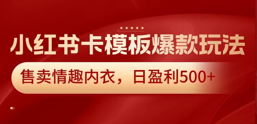 小红书卡模板爆款玩法，售卖情趣内衣，日盈利500+【揭秘】-鱼梓小栈