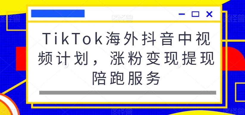 TikTok海外抖音中视频计划，涨粉变现提现陪跑服务-鱼梓小栈