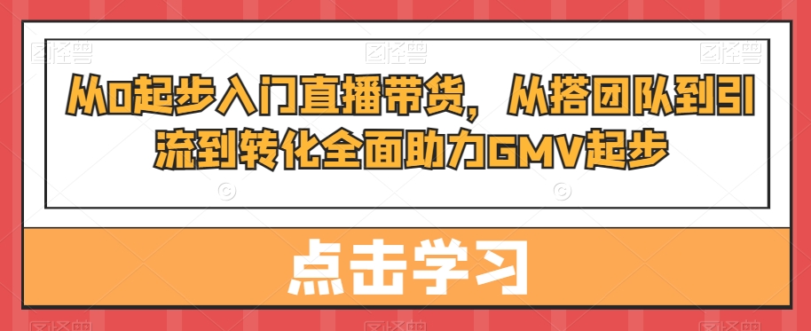 从0起步入门直播带货，​从搭团队到引流到转化全面助力GMV起步-鱼梓小栈