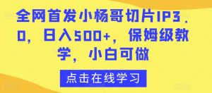 全网首发小杨哥切片IP3.0，日入500+，保姆级教学，小白可做【揭秘】-鱼梓小栈