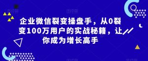 企业微信裂变操盘手，从0裂变100万用户的实战秘籍，让你成为增长高手-鱼梓小栈