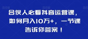 合伙人必看抖音运营课，如何月入10万+，一节课告诉你答案！-鱼梓小栈