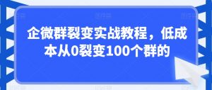 企微群裂变实战教程,低成本从0裂变100个群的-鱼梓小栈