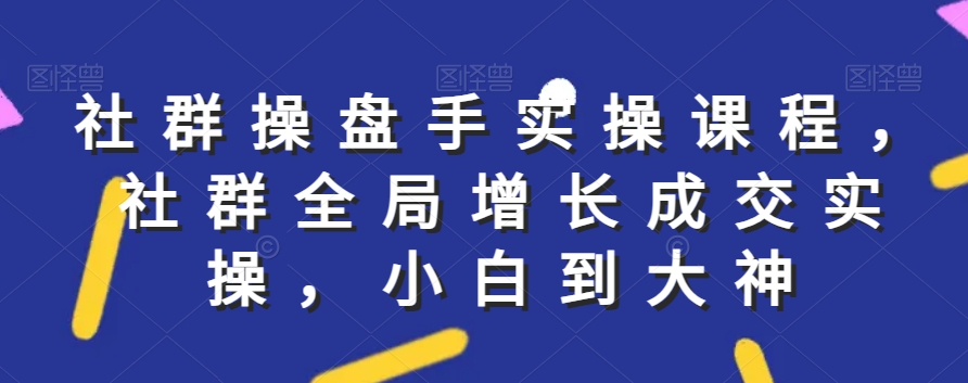 社群实操课程，社群全局增长成交实操，小白到大神-鱼梓小栈