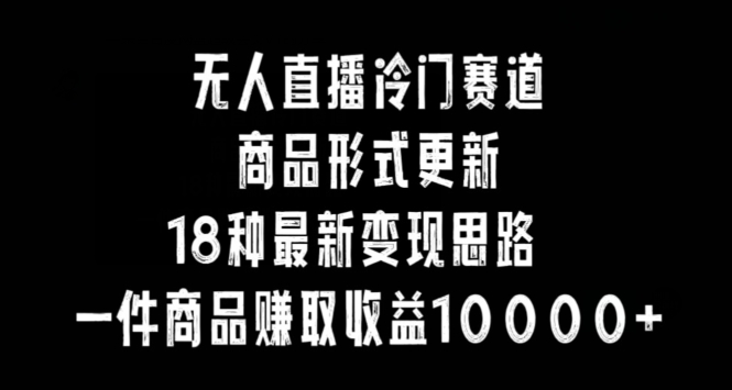 无人直播冷门赛道，商品形式更新，18种变现思路，一件商品赚取收益10000+【揭秘】-鱼梓小栈