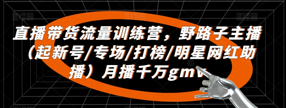 直播带货流量训练营，​野路子主播（起新号/专场/打榜/明星网红助播）月播千万gmv-鱼梓小栈
