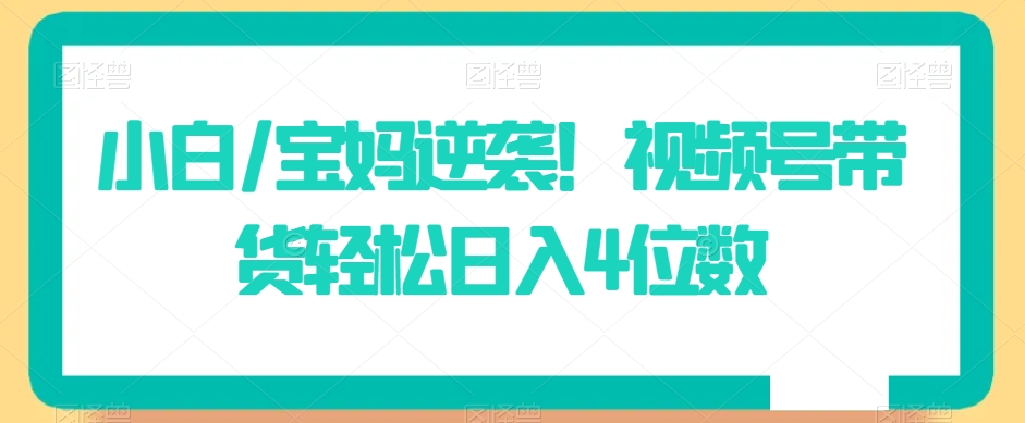 小白/宝妈逆袭！视频号带货轻松日入4位数【揭秘】-鱼梓小栈