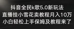 抖音全民k歌5.0新玩法，直播挂小雪花卖教程月入10万，小白轻松上手，保姆及教程来了【揭秘】-鱼梓小栈