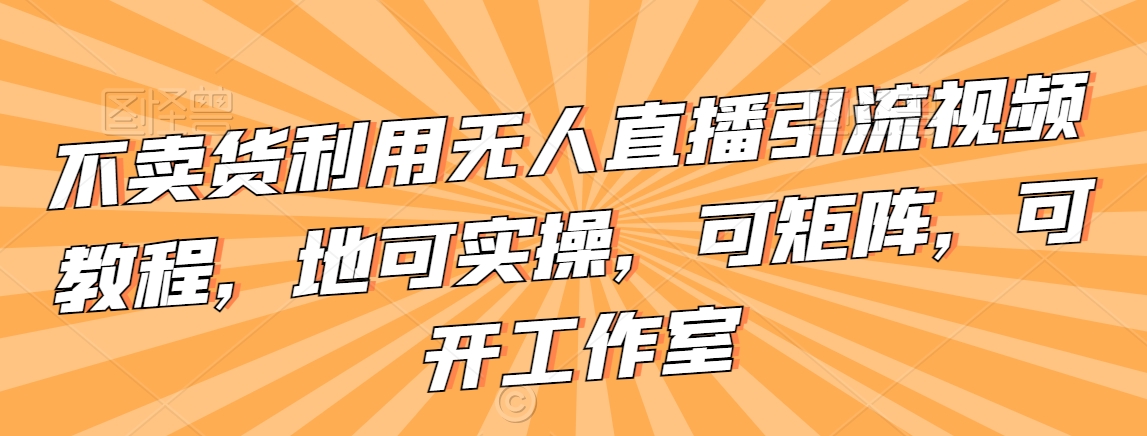 不卖货利用无人直播引流视频教程，地可实操，可矩阵，可开工作室【揭秘】-鱼梓小栈