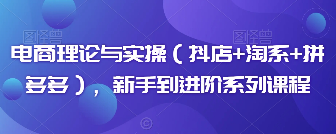 电商理论与实操（抖店+淘系+拼多多），新手到进阶系列课程-鱼梓小栈