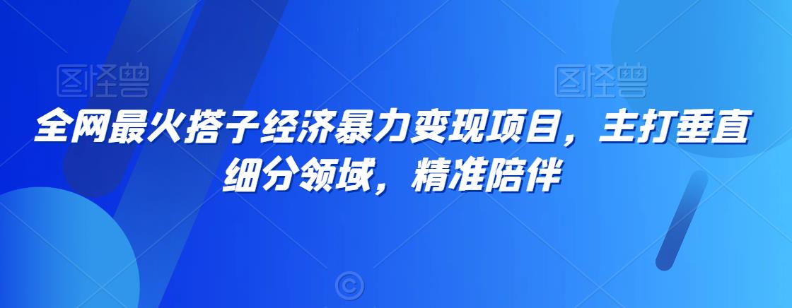全网最火搭子经济暴力变现项目，主打垂直细分领域，精准陪伴【揭秘】-鱼梓小栈