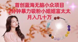 首创蓝海无脑小众项目，2分钟暴力吸粉小姐姐富太太，月入几十万【揭秘】-鱼梓小栈