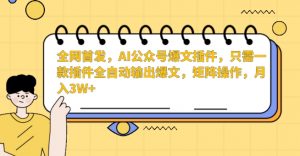 全网首发，AI公众号爆文插件，只需一款插件全自动输出爆文，矩阵操作，月入3W+【揭秘】-鱼梓小栈