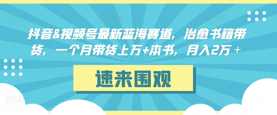 抖音&视频号最新蓝海赛道，治愈书籍带货，一个月带货上万+本书，月入2万＋【揭秘】-鱼梓小栈
