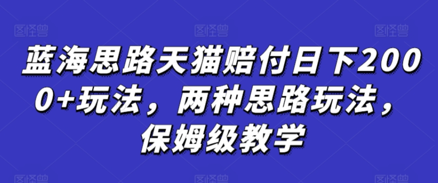 蓝海思路天猫赔付日下2000+玩法，两种思路玩法，保姆级教学【仅揭秘】-鱼梓小栈
