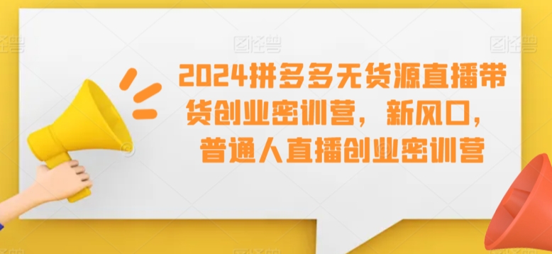 2024拼多多无货源直播带货创业密训营，新风口，普通人直播创业密训营-鱼梓小栈