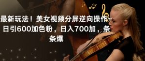 最新玩法！美女视频分屏逆向操作~日引600加色粉，日入700加，条条爆【揭秘】-鱼梓小栈