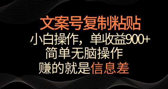 文案号掘金，简单复制粘贴，小白操作，单作品收益900+【揭秘】-鱼梓小栈