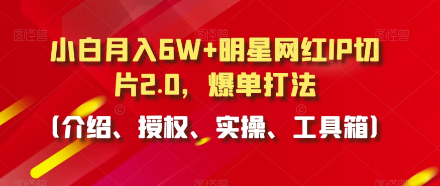 小白月入6W+明星网红IP切片2.0，爆单打法（介绍、授权、实操、工具箱）【揭秘】-鱼梓小栈