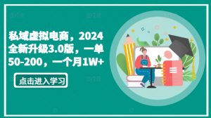 私域虚拟电商，2024全新升级3.0版，一单50-200，一个月1W+【揭秘】-鱼梓小栈