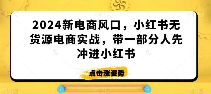 2024新电商风口，小红书无货源电商实战，带一部分人先冲进小红书-鱼梓小栈