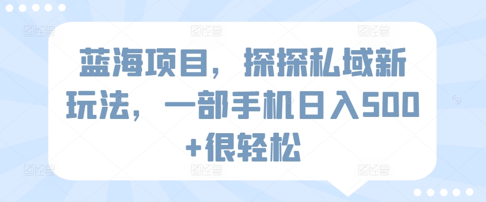 蓝海项目，探探私域新玩法，一部手机日入500+很轻松【揭秘】-鱼梓小栈