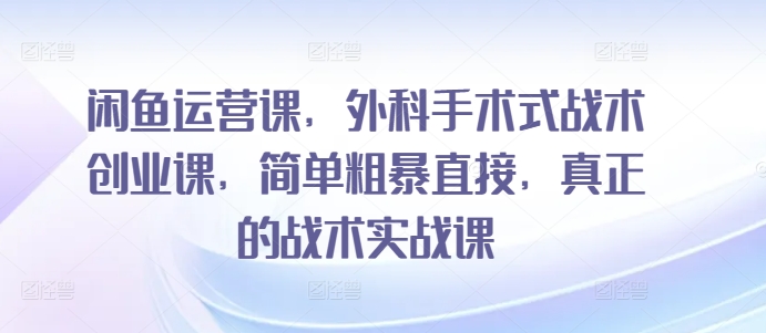 闲鱼运营课，外科手术式战术创业课，简单粗暴直接，真正的战术实战课-鱼梓小栈