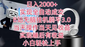 日入2000+，实现全自动成交，B站无脑挂机躺平3.0，当天操作当天见收益，实现睡后有收益【揭秘】-鱼梓小栈