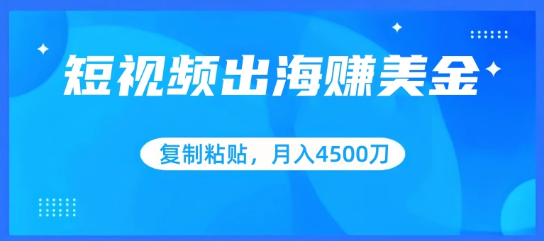 短视频出海赚美金，复制粘贴批量操作，小白轻松掌握，月入4500美刀【揭秘】-鱼梓小栈