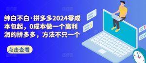 拼多多2024零成本包起，0成本做一个高利润的拼多多，方法不只一个-鱼梓小栈