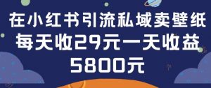 在小红书引流私域卖壁纸每张29元单日最高卖出200张(0-1搭建教程)【揭秘】-鱼梓小栈
