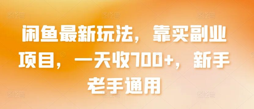 闲鱼最新玩法，靠买副业项目，一天收700+，新手老手通用【揭秘】-鱼梓小栈