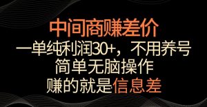 中间商赚差价，一单纯利润30+，简单无脑操作，赚的就是信息差，轻轻松松日入1000+【揭秘】-鱼梓小栈