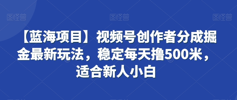 【蓝海项目】视频号创作者分成掘金最新玩法，稳定每天撸500米，适合新人小白【揭秘】-鱼梓小栈