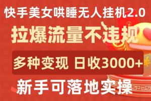 快手美女哄睡无人挂机2.0.拉爆流量不违规，多种变现途径，日收3000+，新手可落地实操【揭秘】-鱼梓小栈