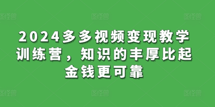 2024多多视频变现教学训练营，知识的丰厚比起金钱更可靠-鱼梓小栈