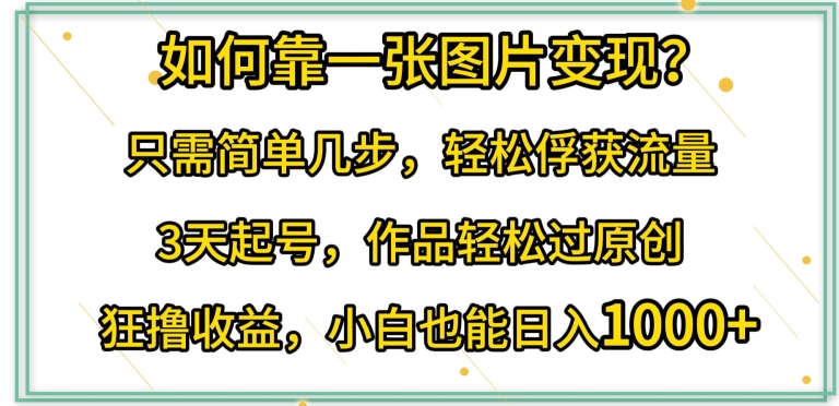 如何靠一张图片变现?只需简单几步，轻松俘获流量，3天起号，作品轻松过原创【揭秘】-鱼梓小栈
