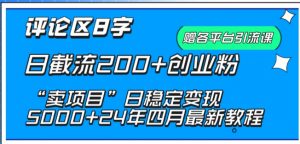 抖音评论区8字日截流200+创业粉 “卖项目”日稳定变现5000+【揭秘】-鱼梓小栈