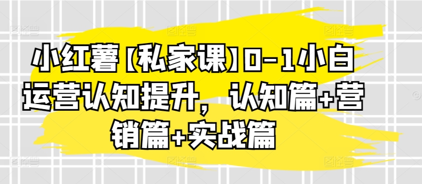 小红薯【私家课】0-1小白运营认知提升，认知篇+营销篇+实战篇-鱼梓小栈