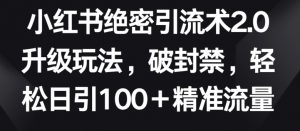 小红书绝密引流术2.0升级玩法,破封禁,轻松日引100+精准流量【揭秘】-鱼梓小栈