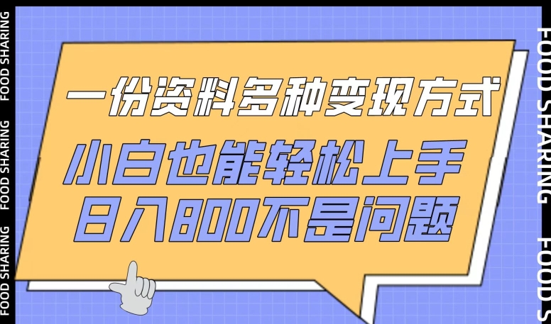 一份资料多种变现方式，小白也能轻松上手，日入800不是问题【揭秘】-鱼梓小栈