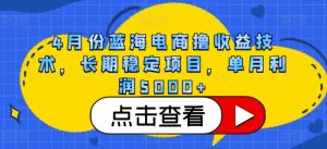 4月份蓝海电商撸收益技术，长期稳定项目，单月利润5000+【揭秘】-鱼梓小栈